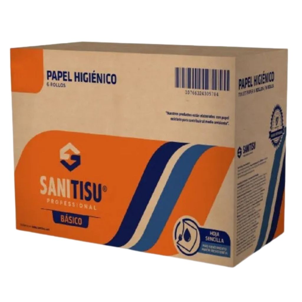 Sanitisu Papel Higiénico Jumbo Roll Caja de 6 Rollos 400 metros