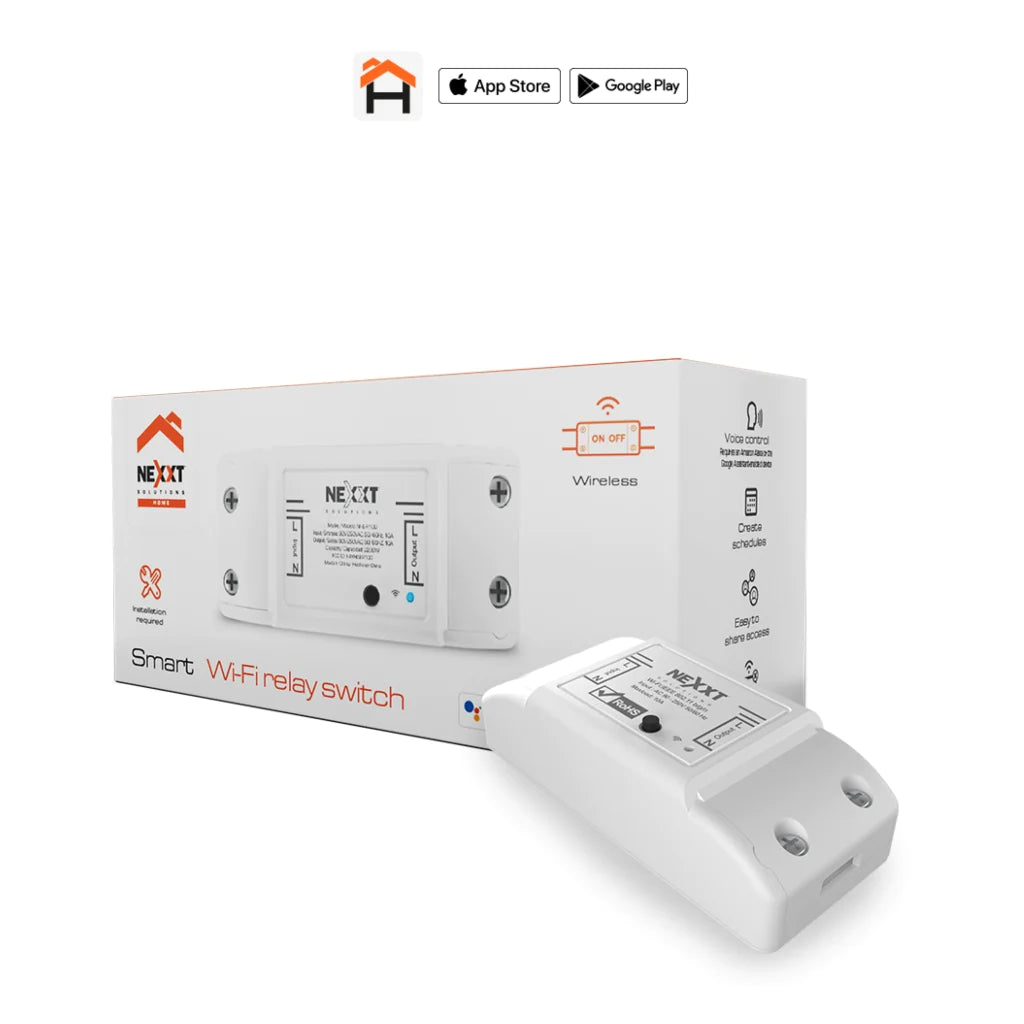 Nexxt Interruptor de Relé Inteligente con Conexión Wi-Fi, NHE-R100