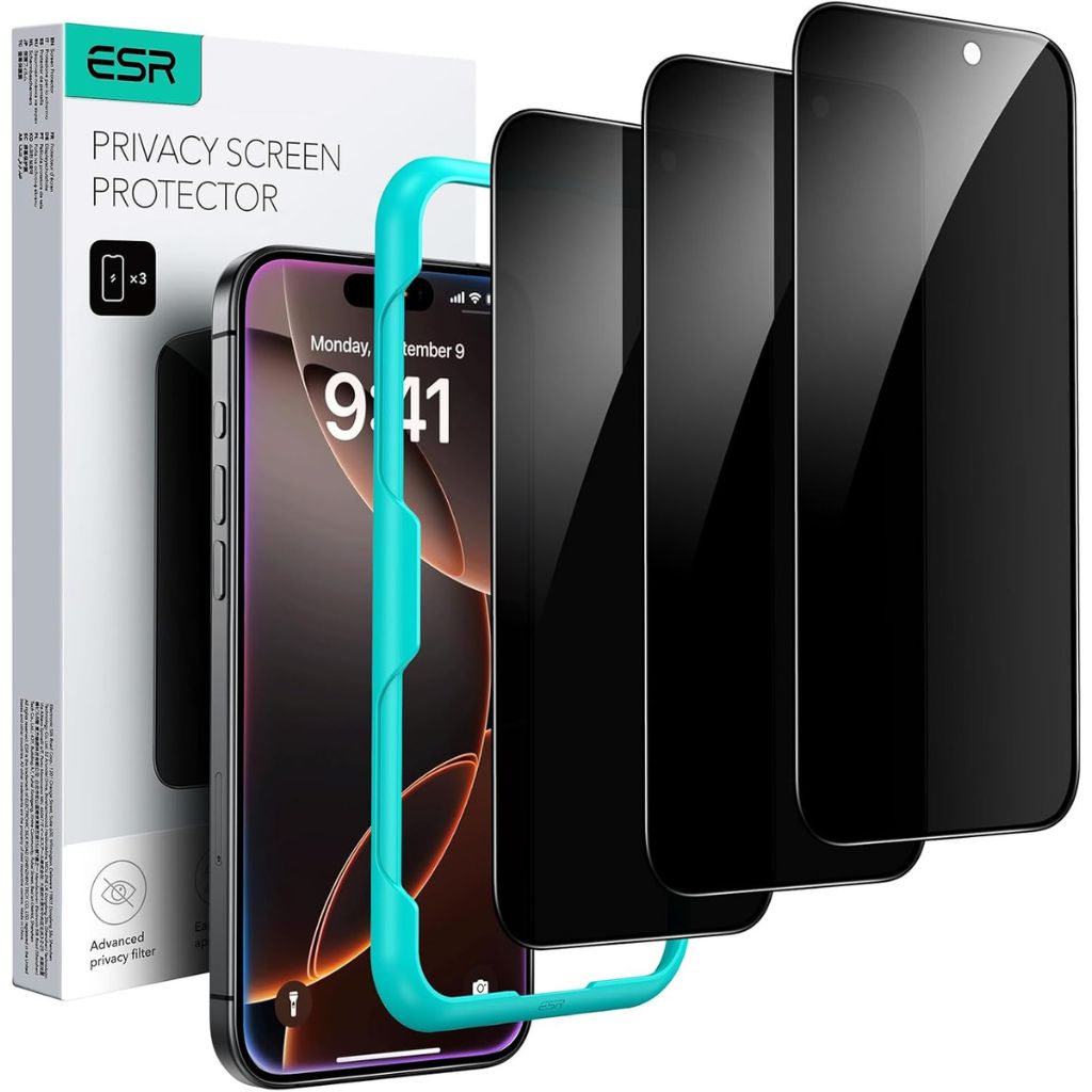 ESR Paquete de 3 protectores de pantalla de privacidad para iPhone 16 Pro Max