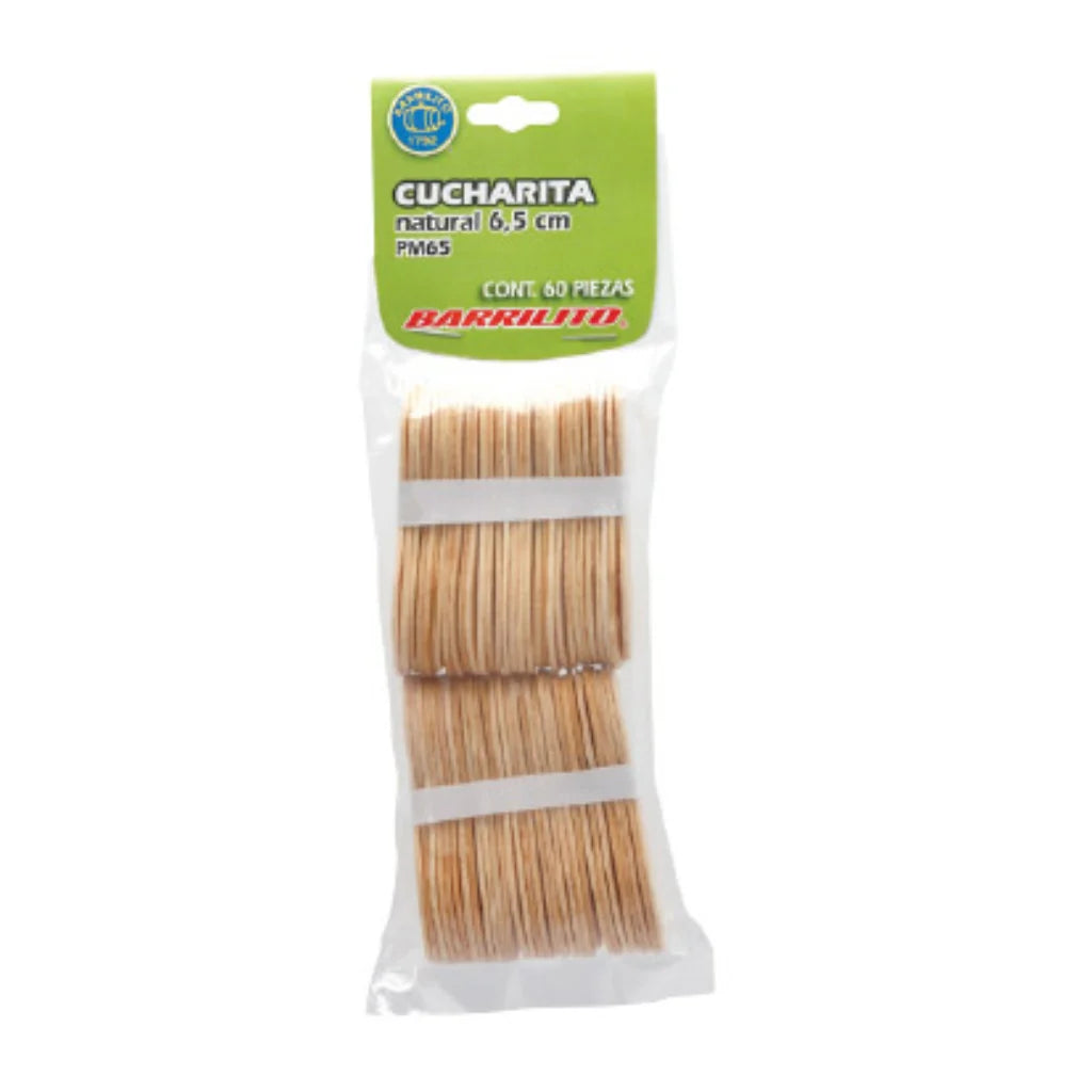 Barrilito Cucharita Madera Natural 60 Unidades