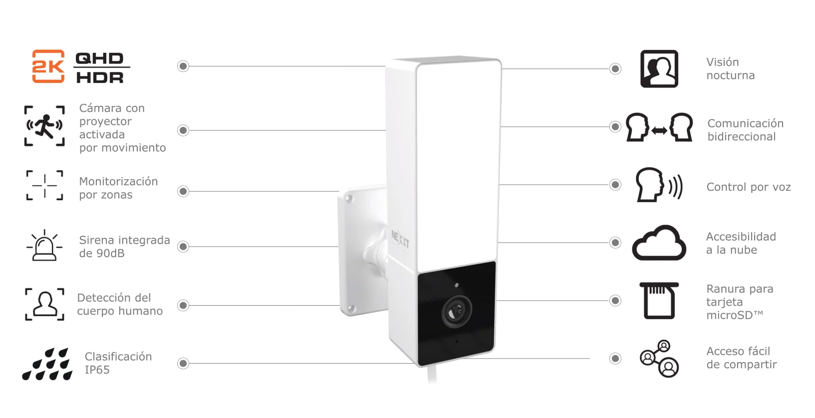Nexxt Cámara inteligente Wi-Fi con Sirena, NHC-F410