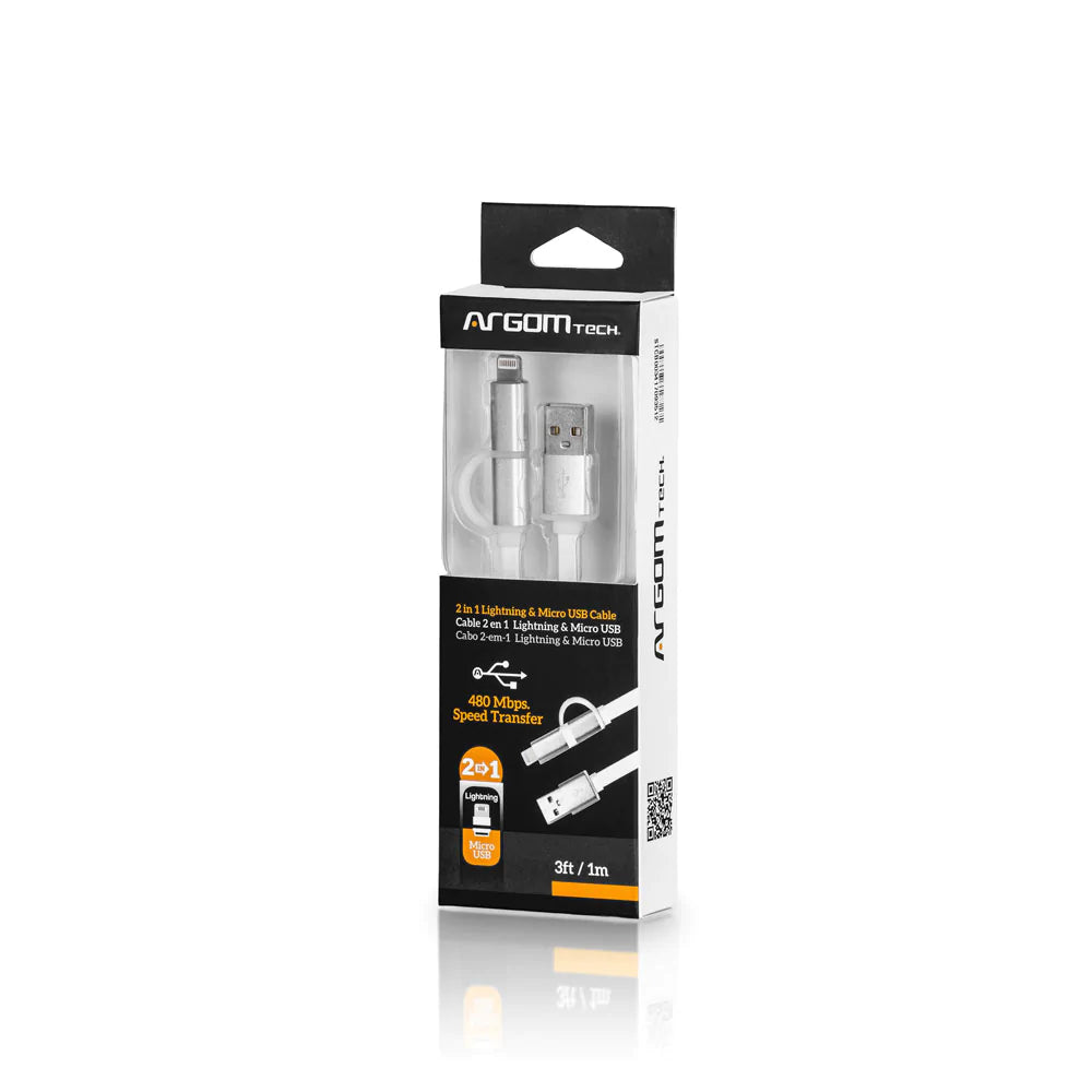 Argom Cable 2 en 1 (Lightning & Micro USB)