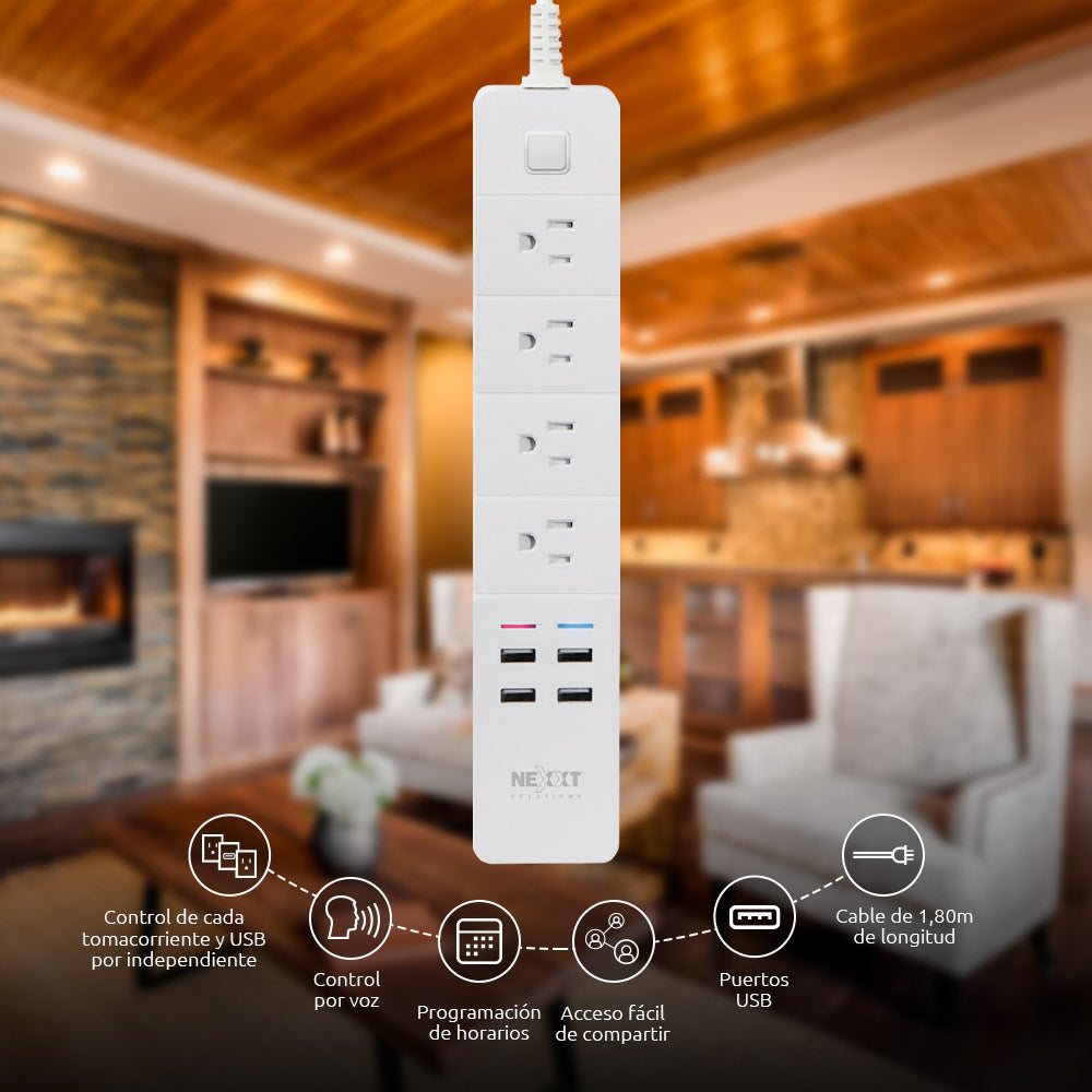 Nexxt Regleta Inteligente Wi-Fi para Interior 110V