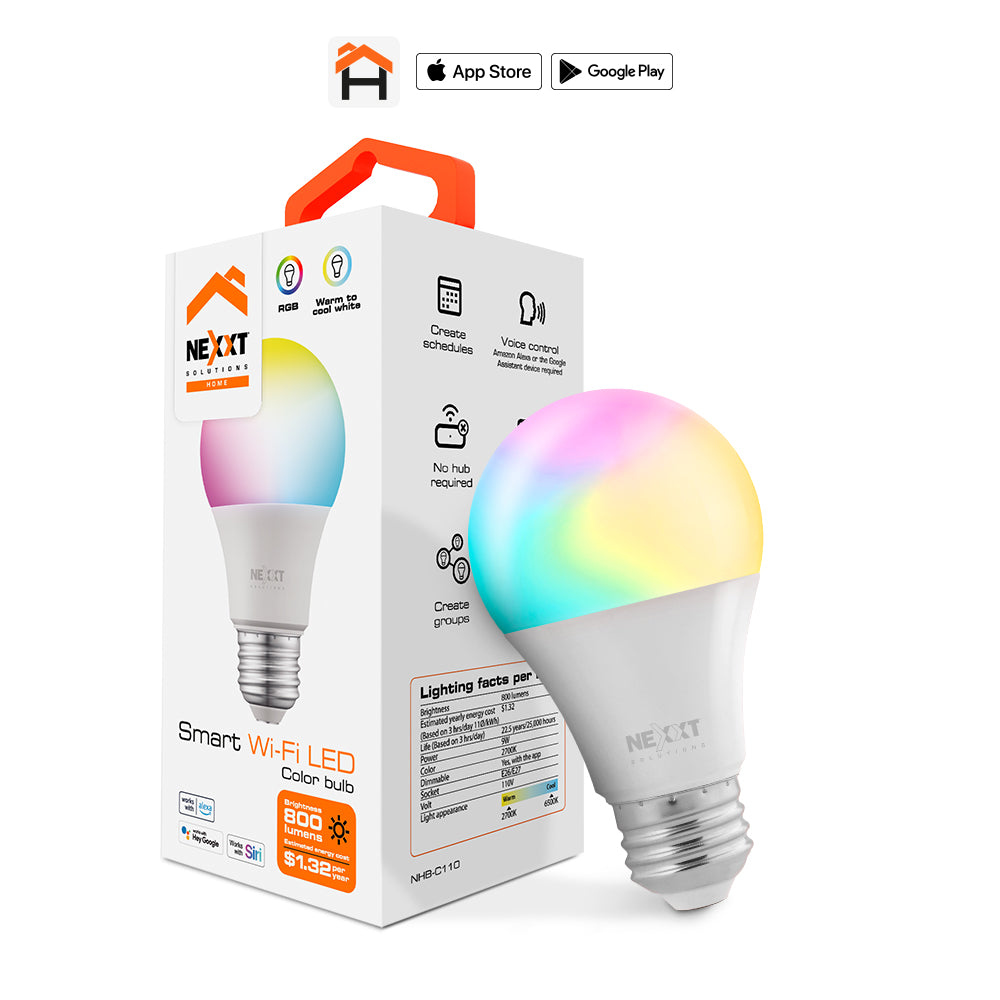 Nexxt Bombilla LED inteligente Wi-Fi 110V - A19 - NHB-C110