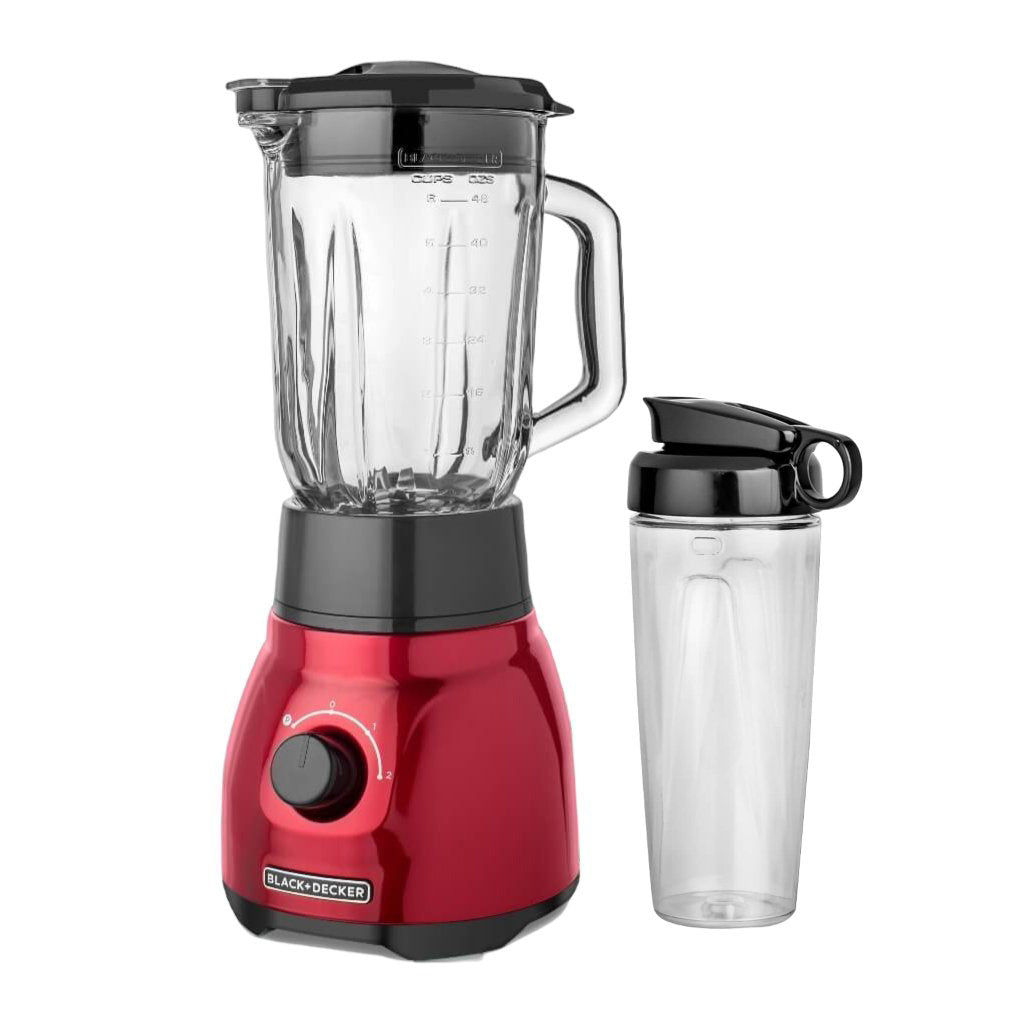 Black + Decker Licuadora 2 Velocidades + Vaso Personal Roja Metálica BL1650R