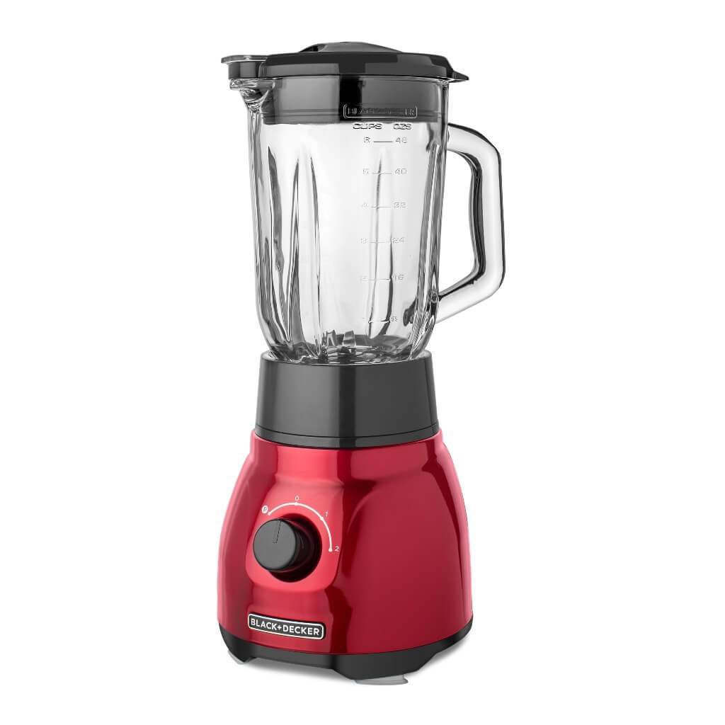 Black + Decker Licuadora 2 Velocidades + Vaso Personal Roja Metálica BL1650R