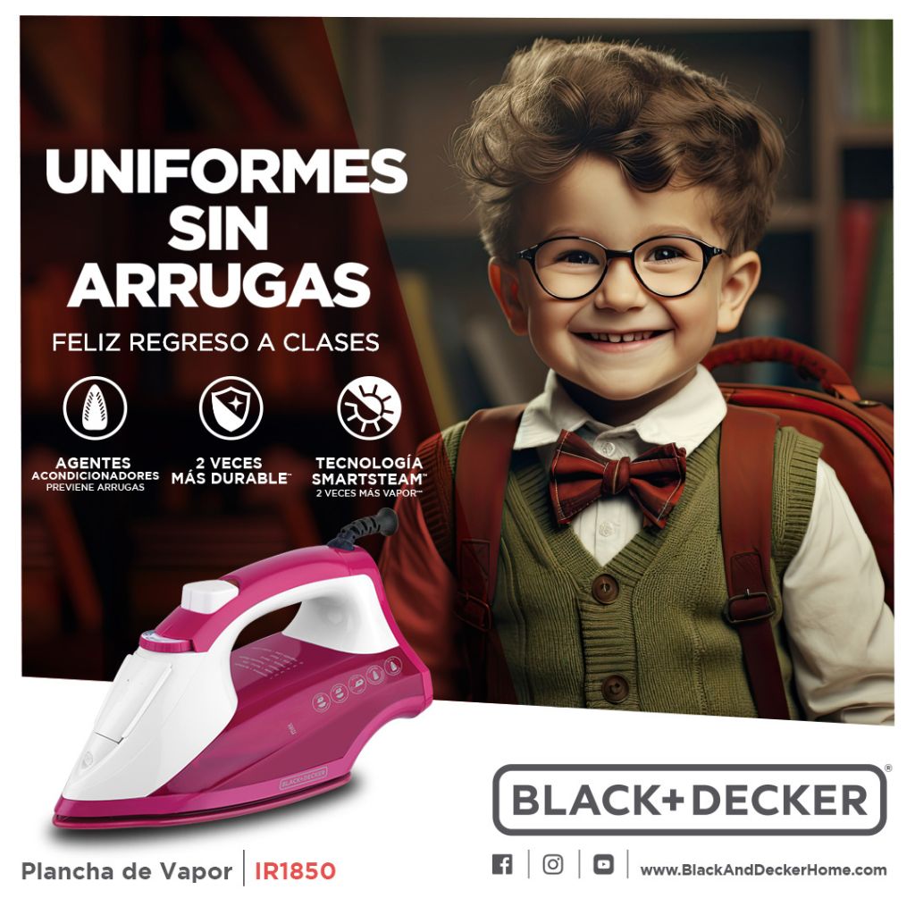 Black + Decker Plancha de Vapor Anti-Adherente, IR1850
