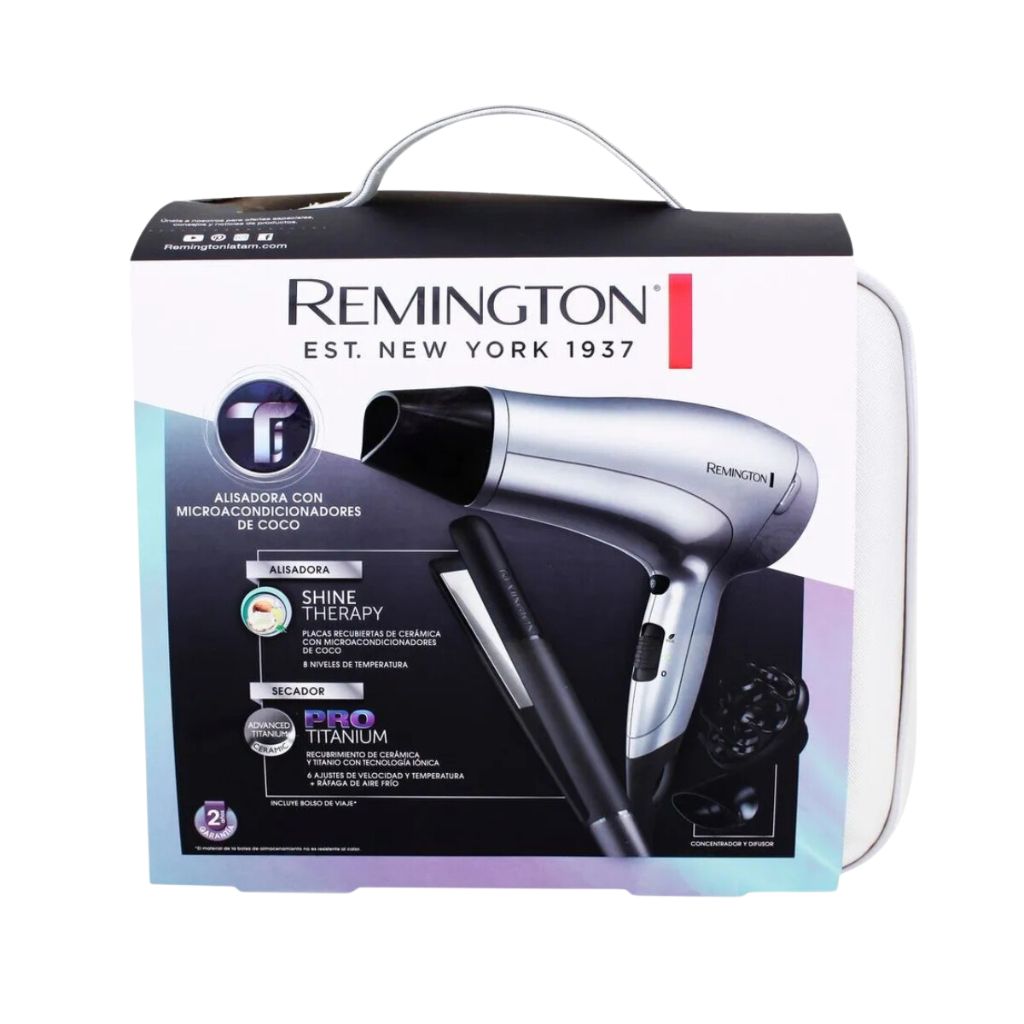 Remington Combo Secadora + Plancha de Cabello, S4A500-D3019-F