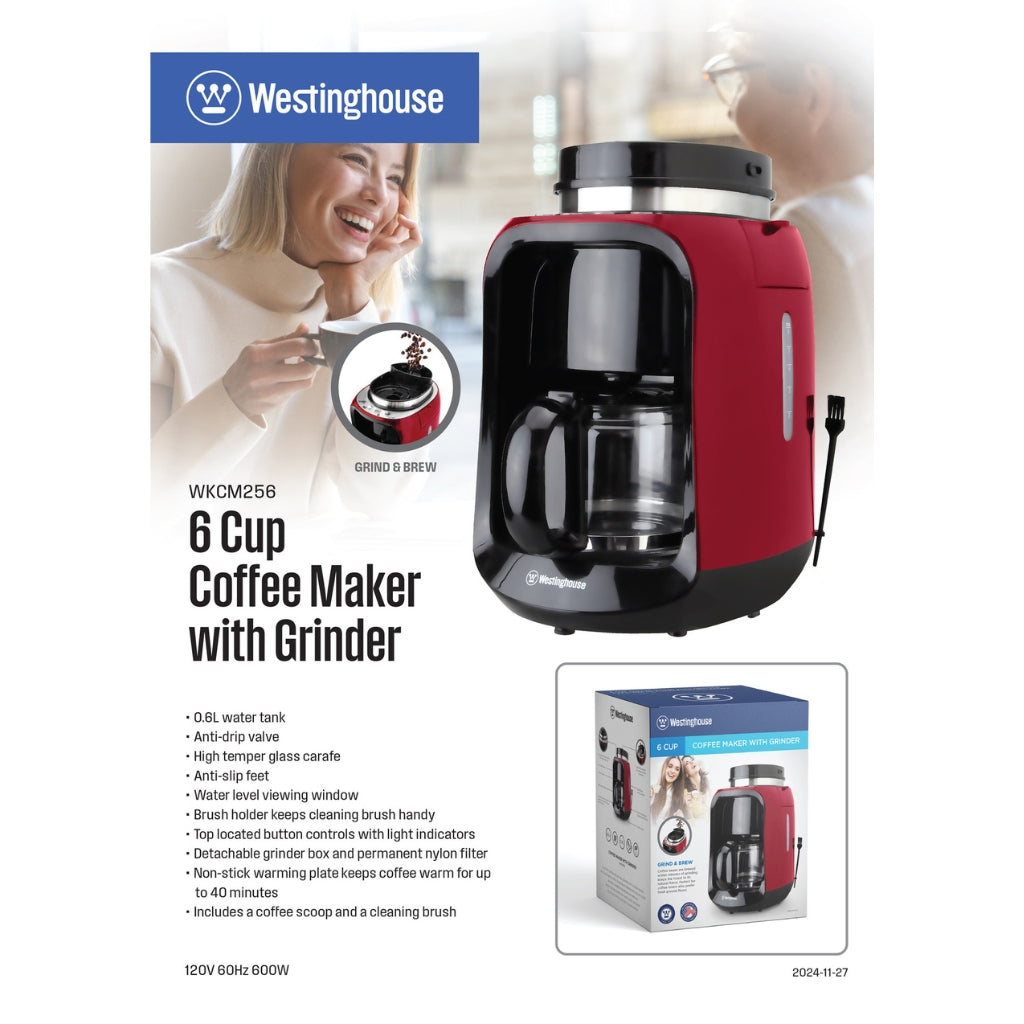Westinghouse Cafetera con Moledor 2 en 1, WKCM256