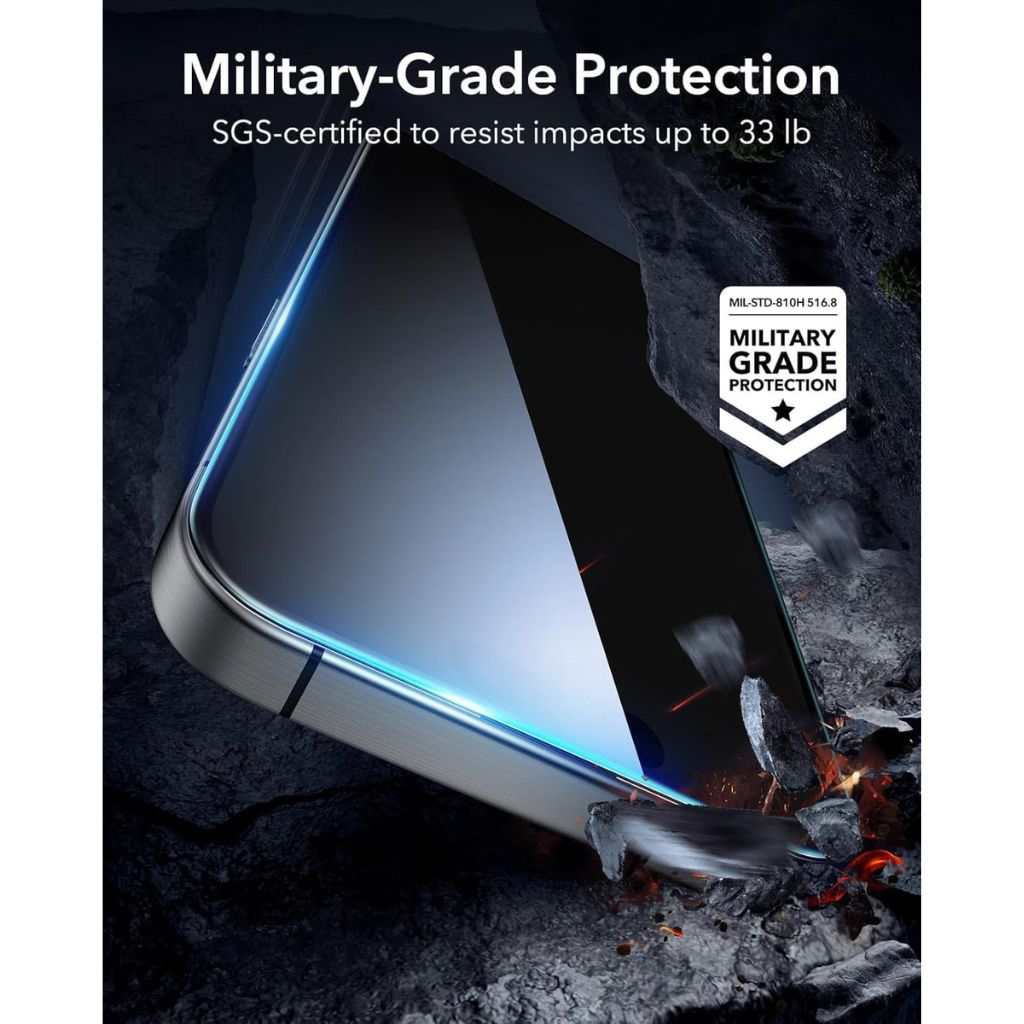 ESR Paquete de 3 protectores de pantalla de privacidad para iPhone 16 Pro Max