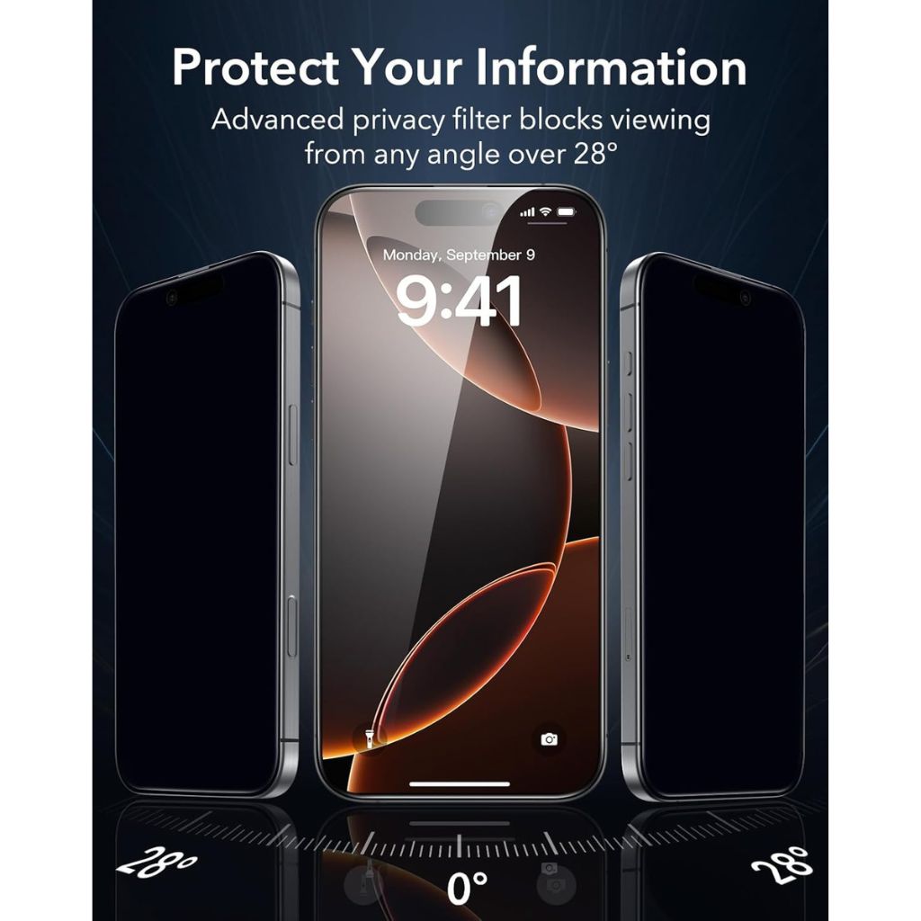 ESR Paquete de 3 protectores de pantalla de privacidad para iPhone 16 Pro Max