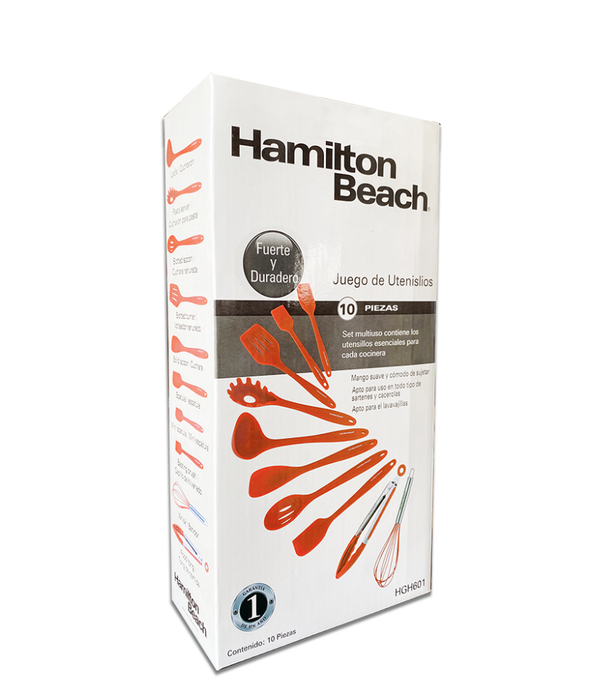 Hamilton Beach Juego Utensilios 10 Piezas Nylon Rojo HGH601