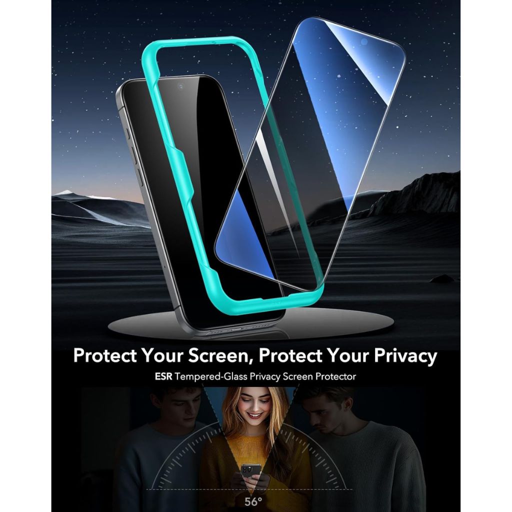 ESR Paquete de 3 protectores de pantalla de privacidad para iPhone 16 Pro Max