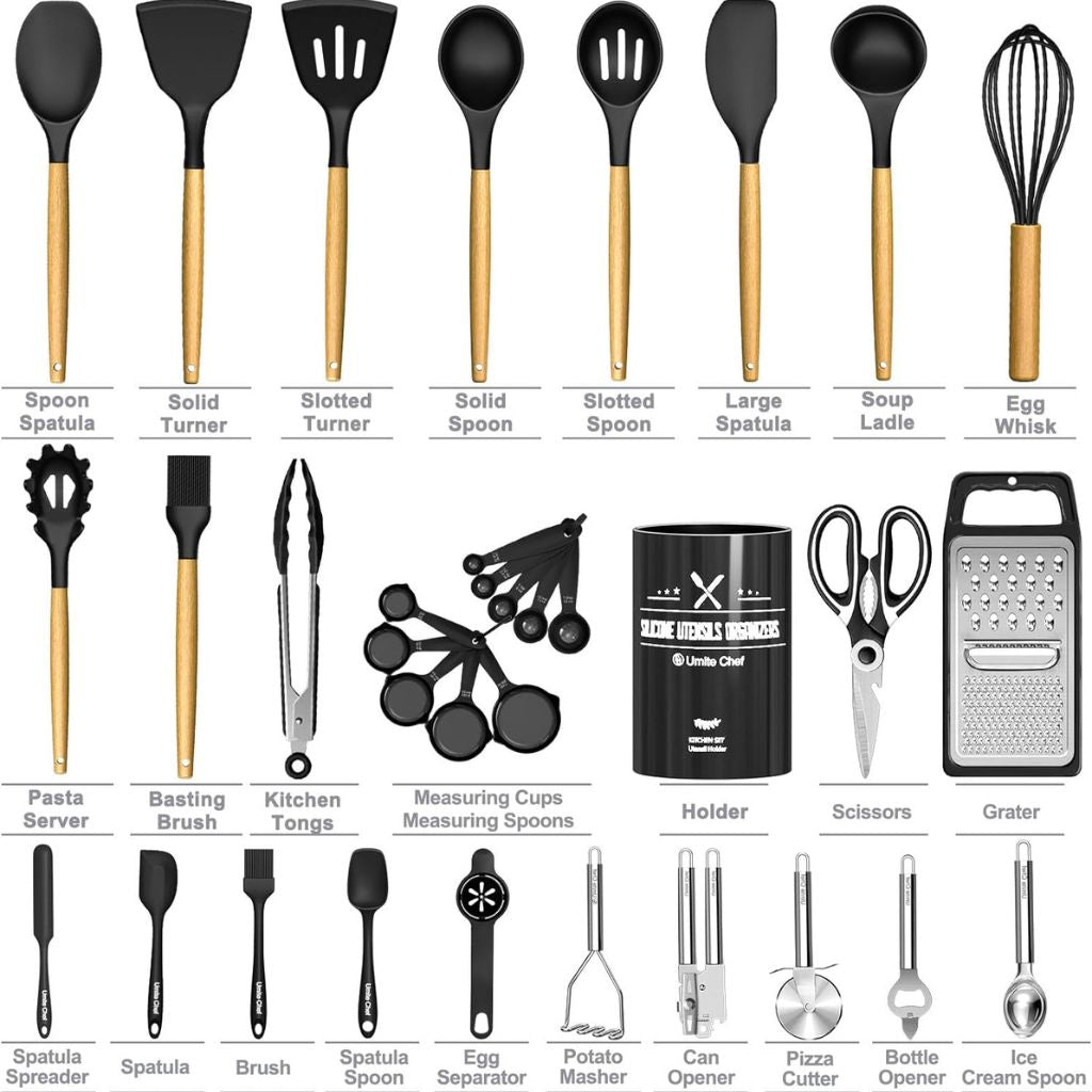 Umite Chef Juego de Utensilios de Cocina de Silicona, 34 piezas