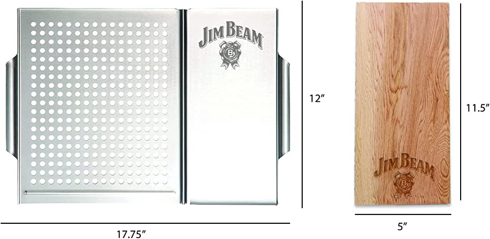 Jim Beam Parrilla Acero Inoxidable con Tabla Cedro JB0162