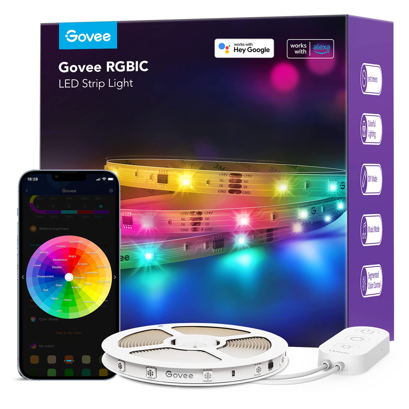 Govee Luces H618C Basic Wifi, RGB Bluetooth Led 10 Metros