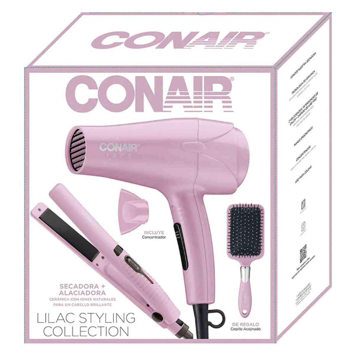 Conair Combo Secadora de Cabello + Plancha Alisadora,CB220PP3LES