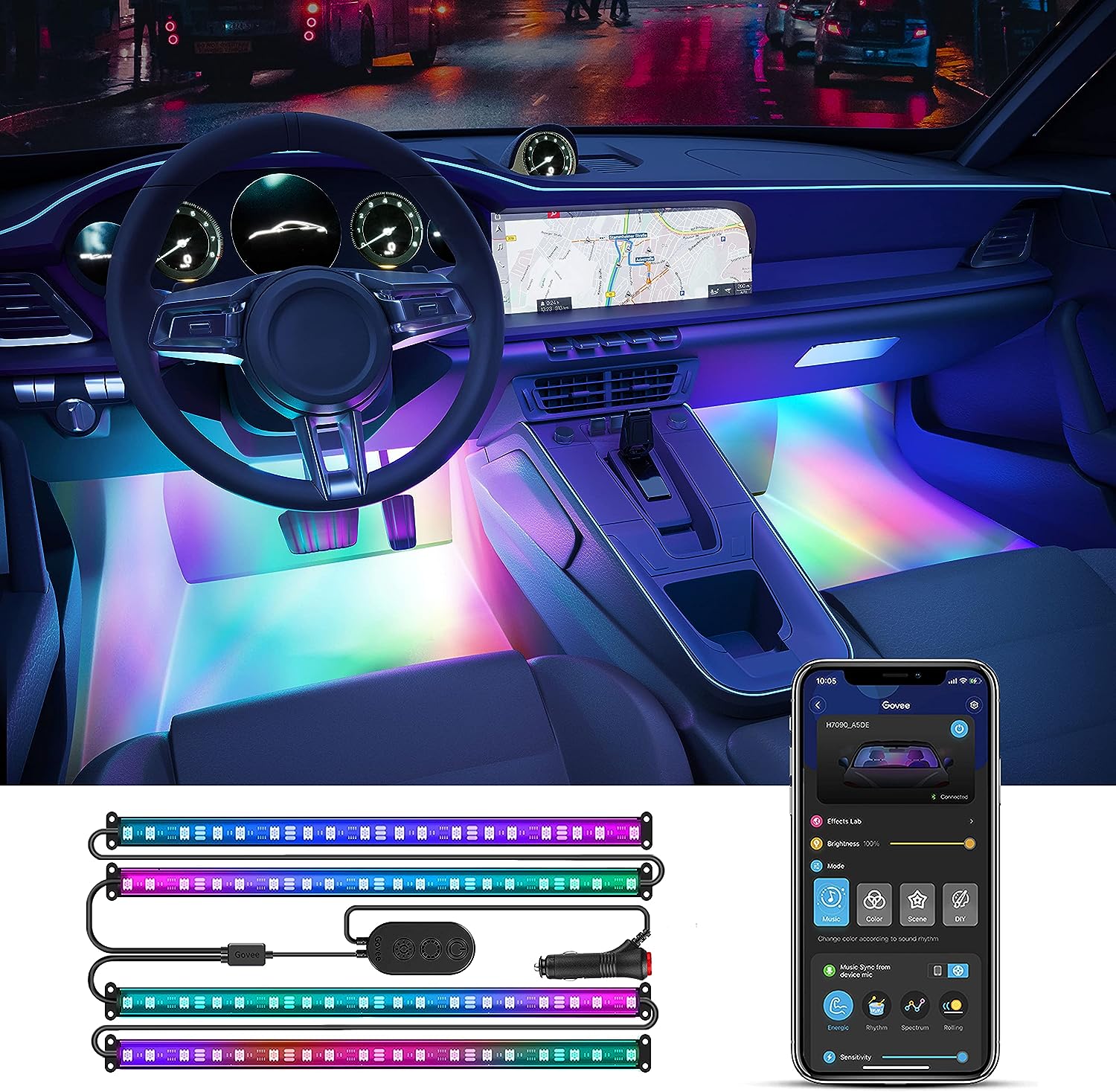 Govee Cable de Luces RGBIC Interior para Carro H7090