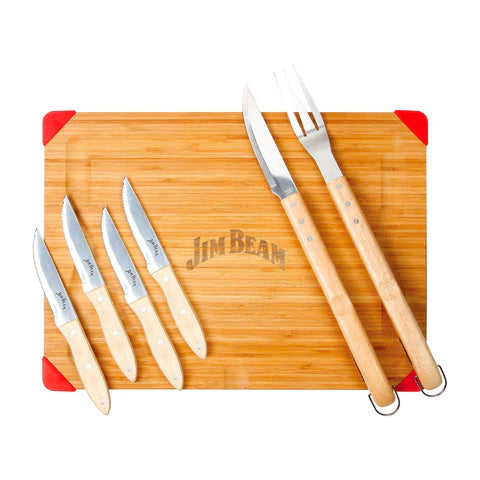 Jim Beam Set Tabla con Cuchillos y Tenedor 7 piezas JB0163