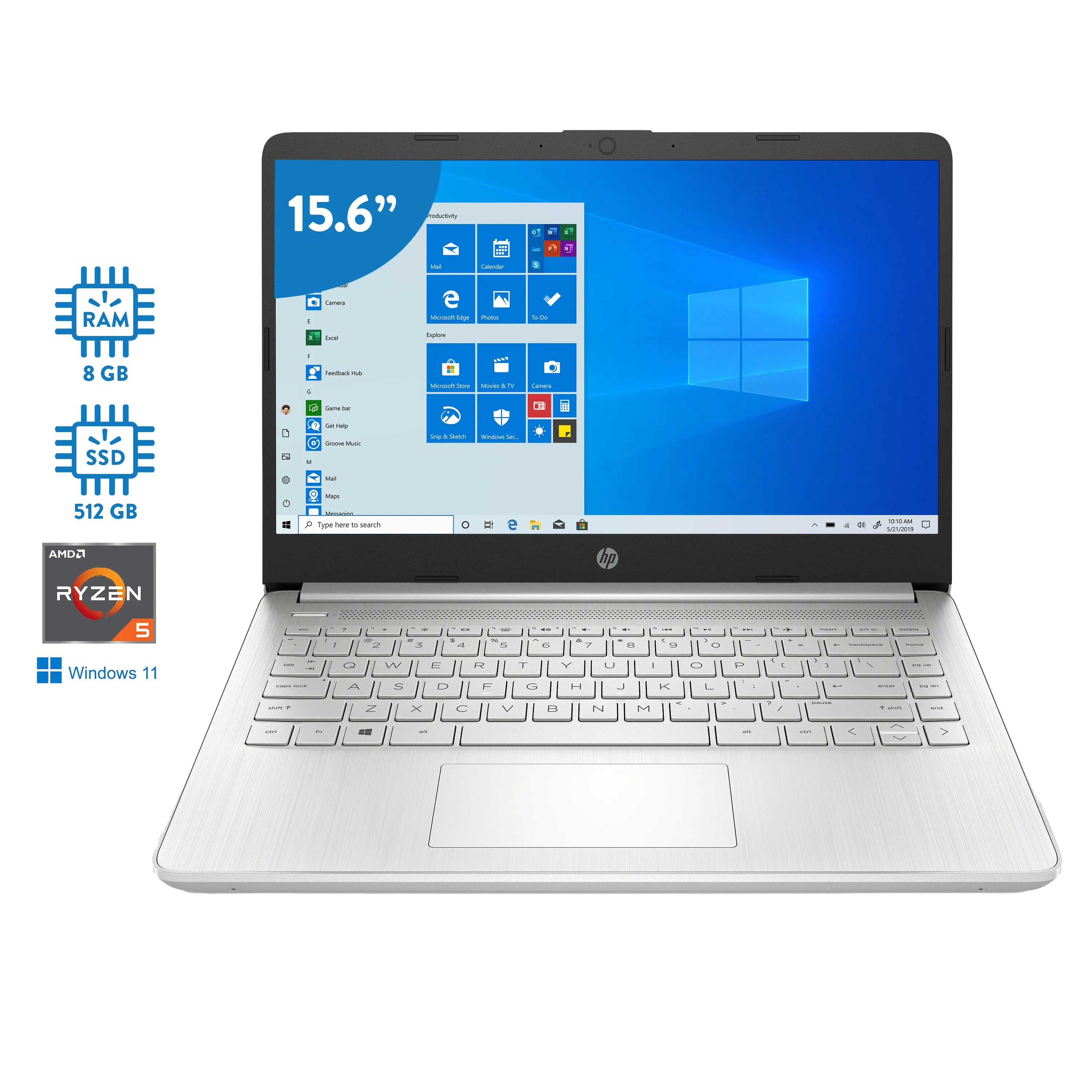 HP Laptop 15.6" AMD Ryzen 5 7520U, 512GB