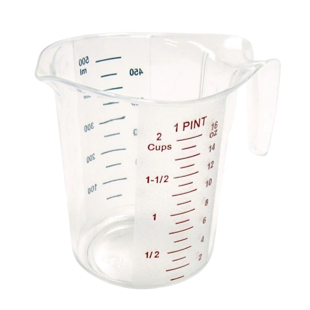 Winco Pichel de Medida de Policarbonato de 2 Tazas con Letras Rojas