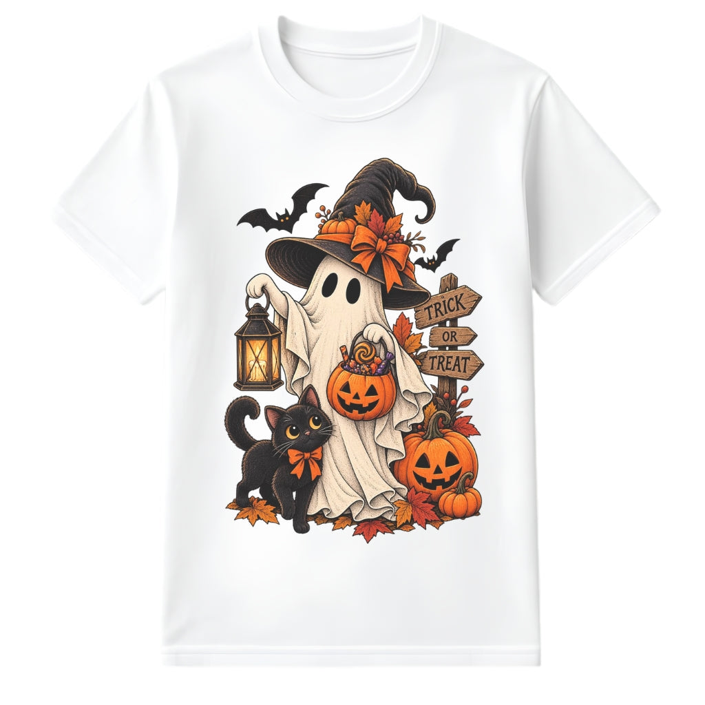 Camisa Halloween Fantasma y Gato
