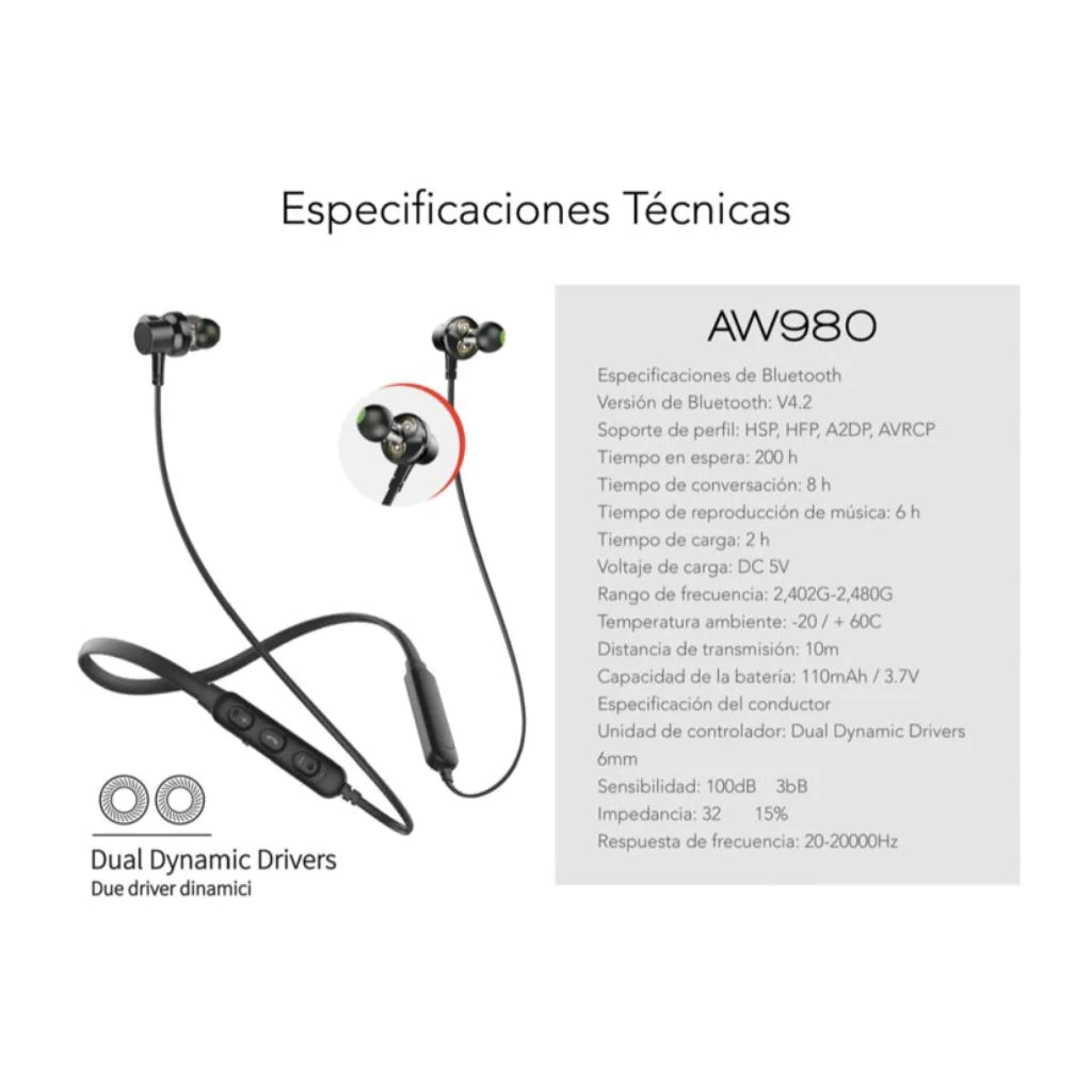 AIWA Audífonos Inalámbricos Deportivos AW980