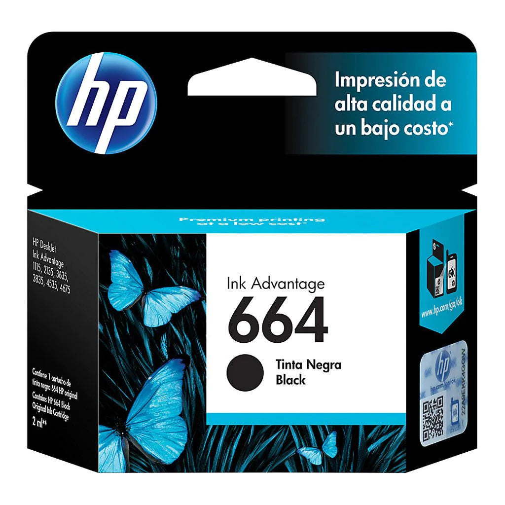 HP Cartucho de Tinta Negro #664 (F6V29AL)