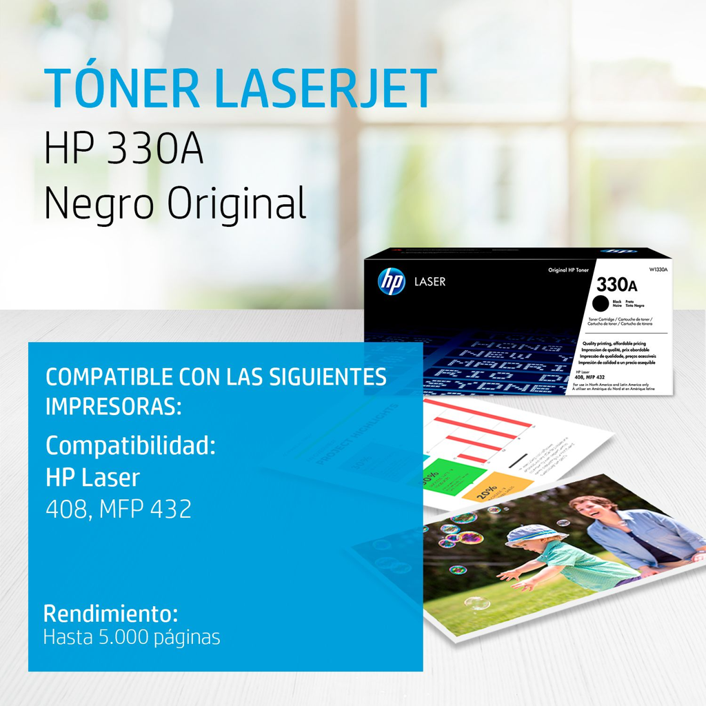 HP 330A Tóner Negro Original Laser W1330A
