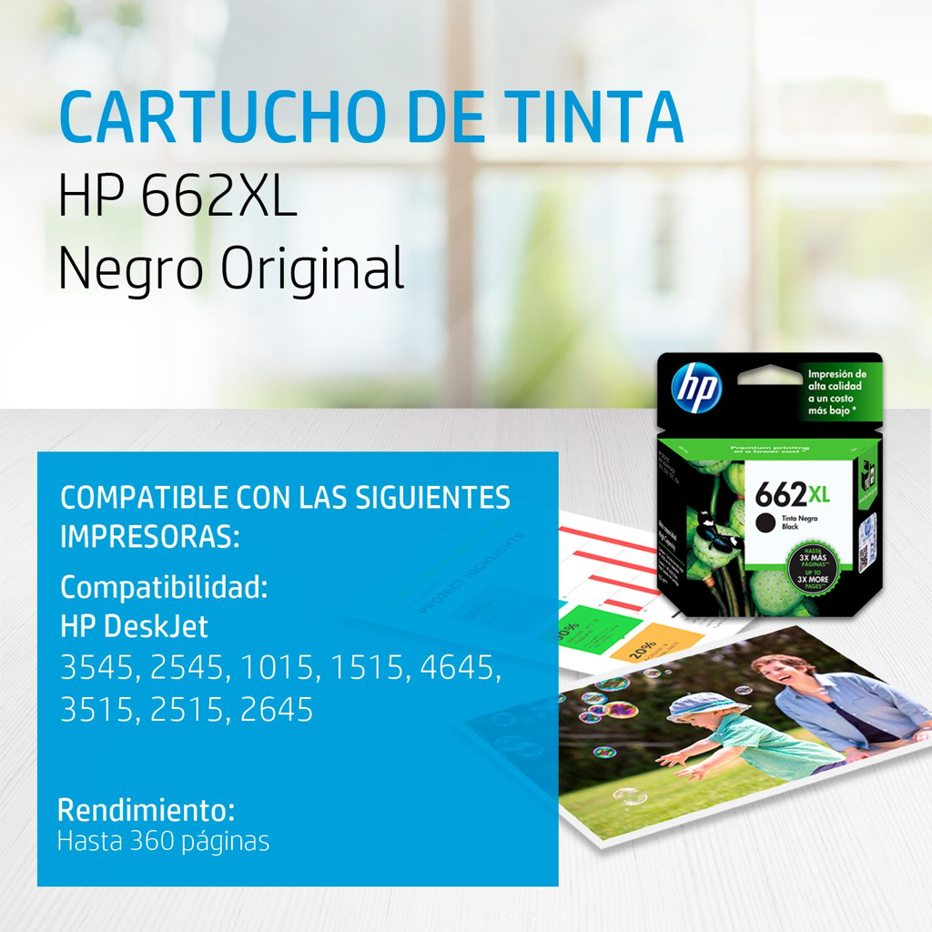 HP Cartucho Negro #662 XL (CZ105Al)